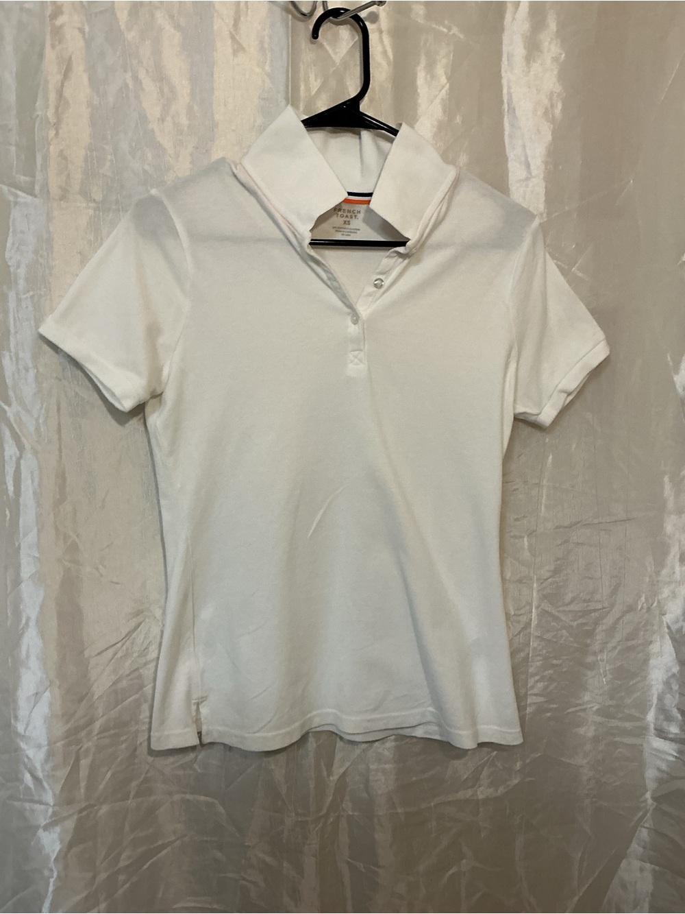 French Toast White Polo with Navy and Orange Trim